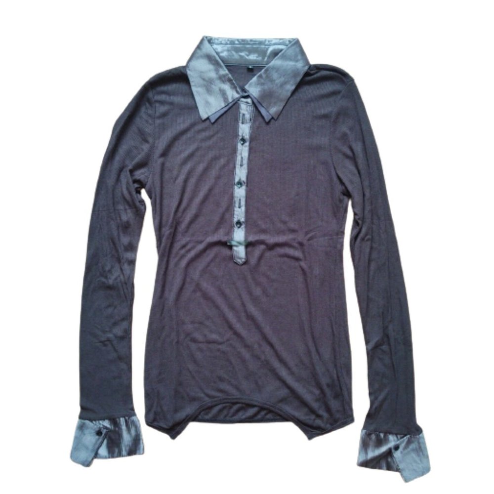 Darkacademia Top Brown Color Cop Copin Shirt button up SZ S
